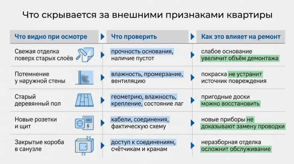 Что скрывается за внешними признаками квартиры